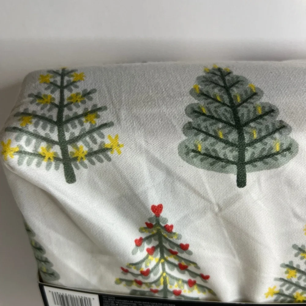 Cuddl Duds Soft & Cozy Full‎ Sheet Set Christmas Trees White Green Red NIP